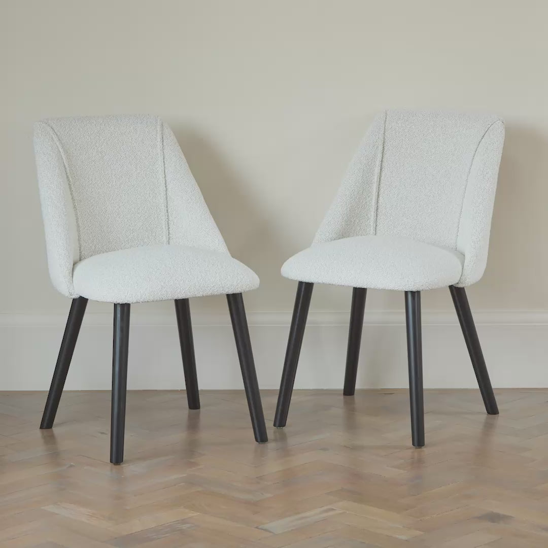 Freya Oat Boucle Dining Chair - Set of 2 - Black Oak Legs - Laura James