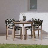 Shiro 4 Seater Round Wooden Garden Dining Set with Saffron Black/Beige Dining Chairs - Laura James