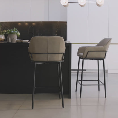 Reagan Almond Brown Bar Stool - Metal Legs - Laura James 