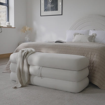 Fleur Large Footstool - Ivory - Laura James