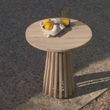 Willow Round Wooden Garden Side Table - Brushed Light Acacia - Laura James 