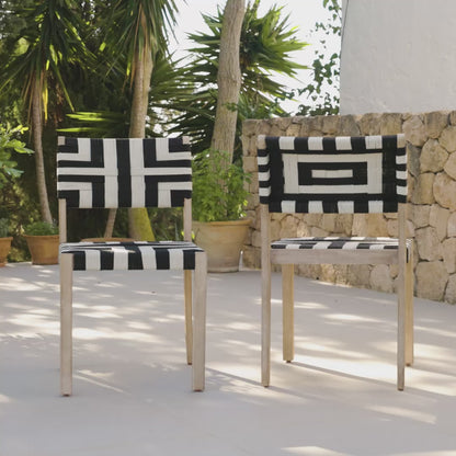 Saffron Brushed Light Acacia Garden Chair - Set of 2 - Beige/Black Laura James