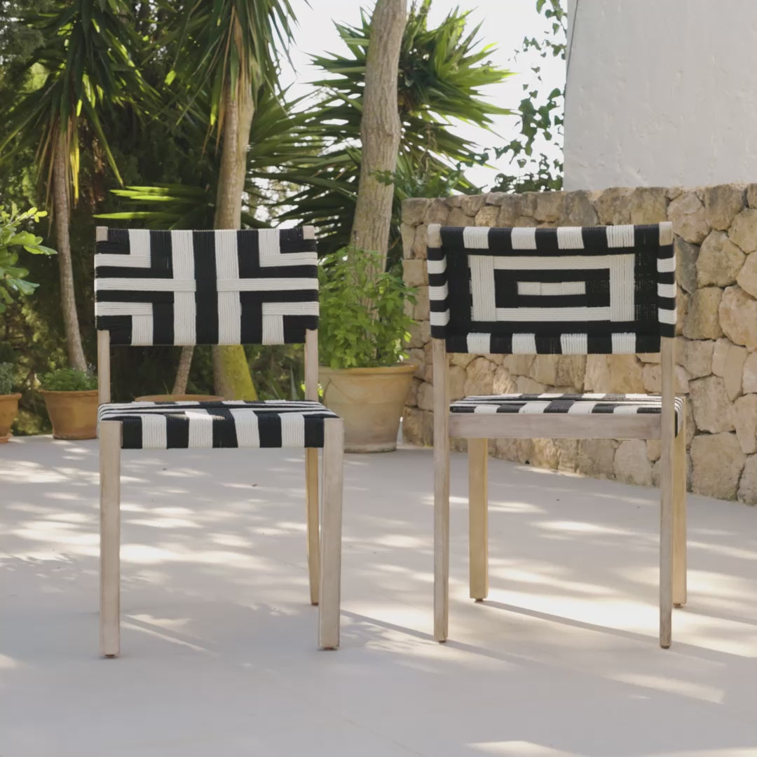 Saffron Brushed Light Acacia Garden Chair - Set of 2 - Beige/Black Laura James
