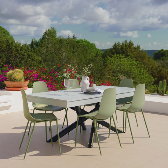 Amelia 190cm Pale Grey Table Set - 6 Seater - Wren Olive Green Chairs - Laura James