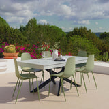 Amelia 190cm Pale Grey Table Set - 6 Seater - Wren Olive Green Chairs - Laura James