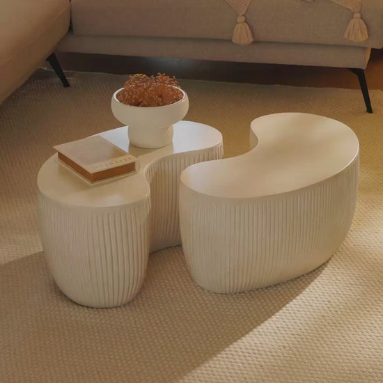 Sohan 61cm Kidney Coffee Table - Set of 2 - Sand - Laura James