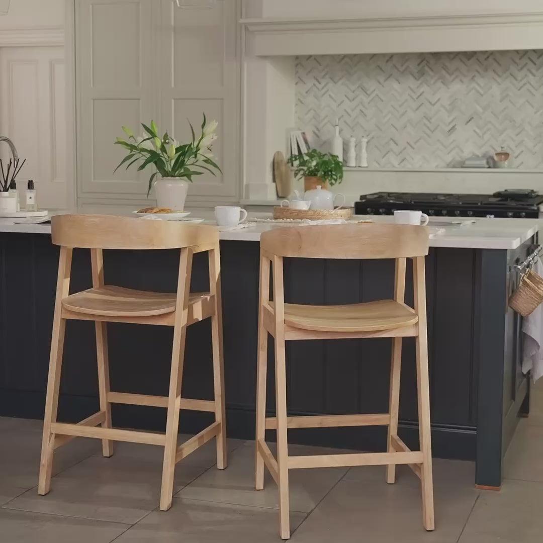 Ella Bar Stool - Whitewash Oak - Laura James
