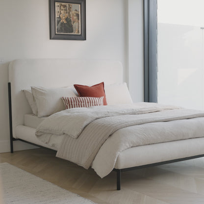 Tallulah King Bed ,Chalk White Boucle - Laura James