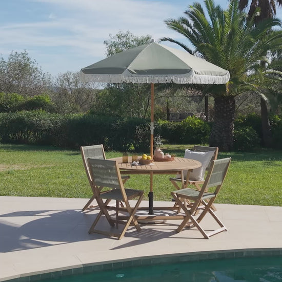 Ashby 4 Seater White Acacia Garden Dining Set with Cove Green Rope Chairs - 130cm - Laura James