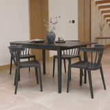 Paul Large Black Oak Extending Dining Table Set -   Seater - Agatha Black Dining Chairs - Laura James