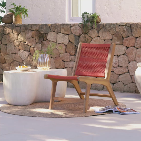 Seren White Acacia Occasional Garden Chair - Burnt Orange Rope - Laura James