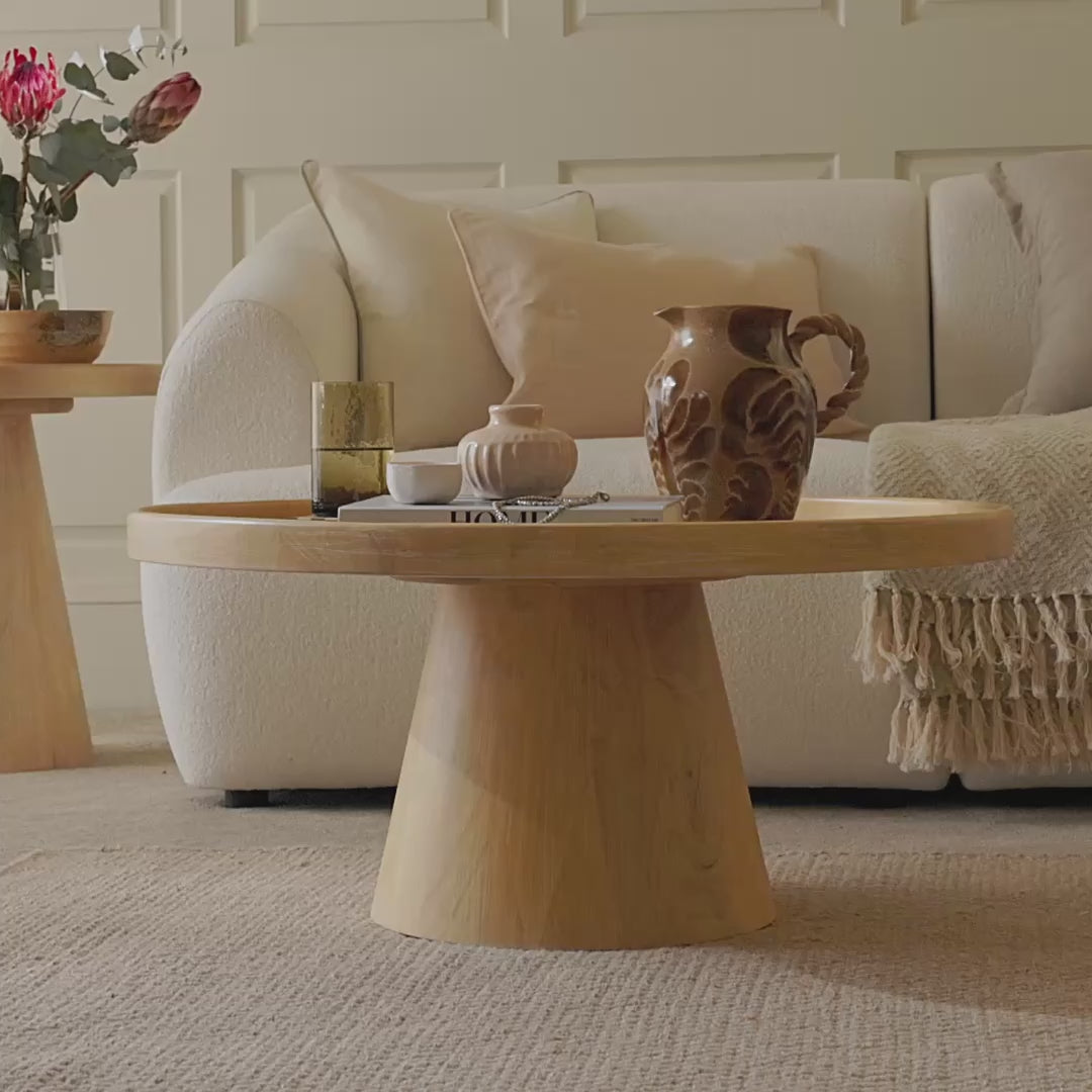 Rhiannon 75cm Round Coffee Table - Whitewash Oak - Laura James