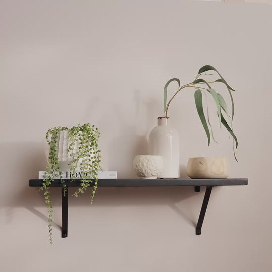 Atlas 75cm Mango Wood Wall Shelf - Jet Black - Laura James