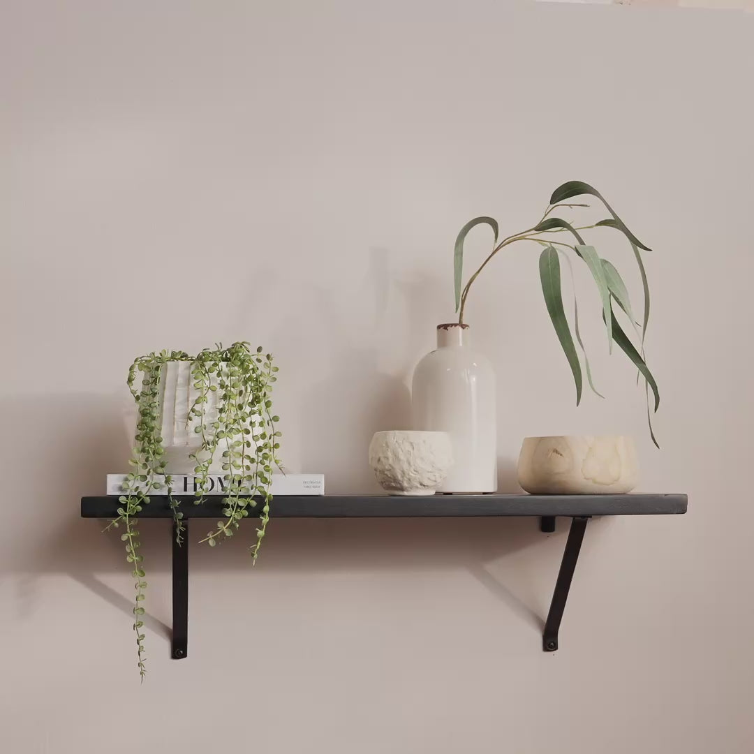 Atlas 75cm Mango Wood Wall Shelf - Jet Black - Laura James