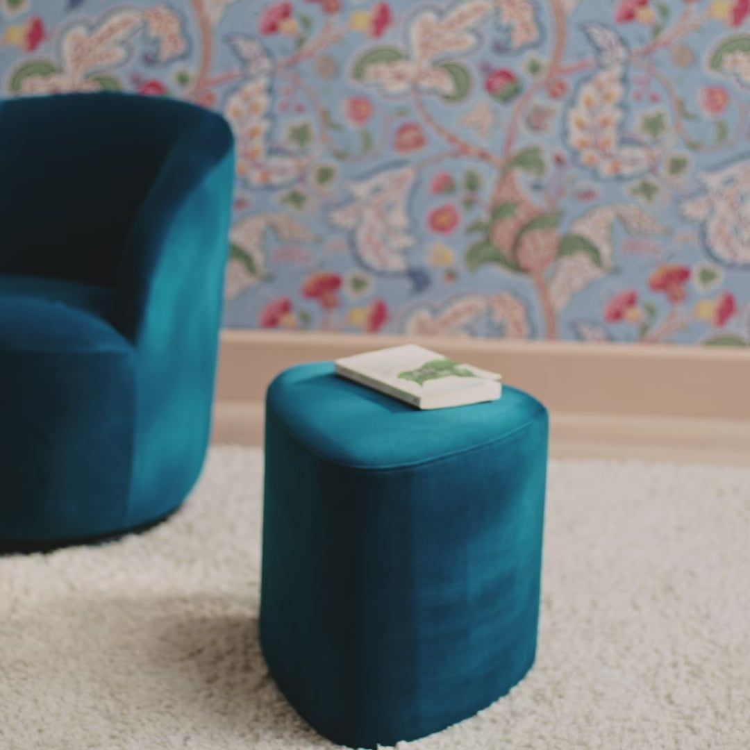 Alder Footstool - Deep Teal - Laura James