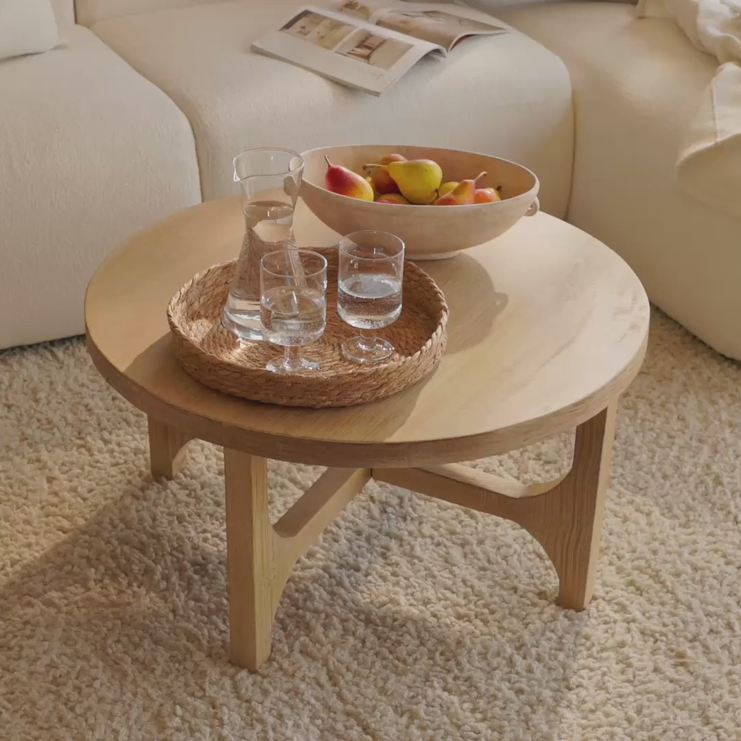 Jade Chalked Mango Wood Round Coffee Table - Laura James
