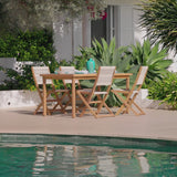 Harlyn 4 Seater Wooden Garden Dining Set with Cove Beige Chairs - 160cm - Laura James