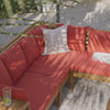 Dakota outdoor sofa set with cream LED premium parasol - acacia wood