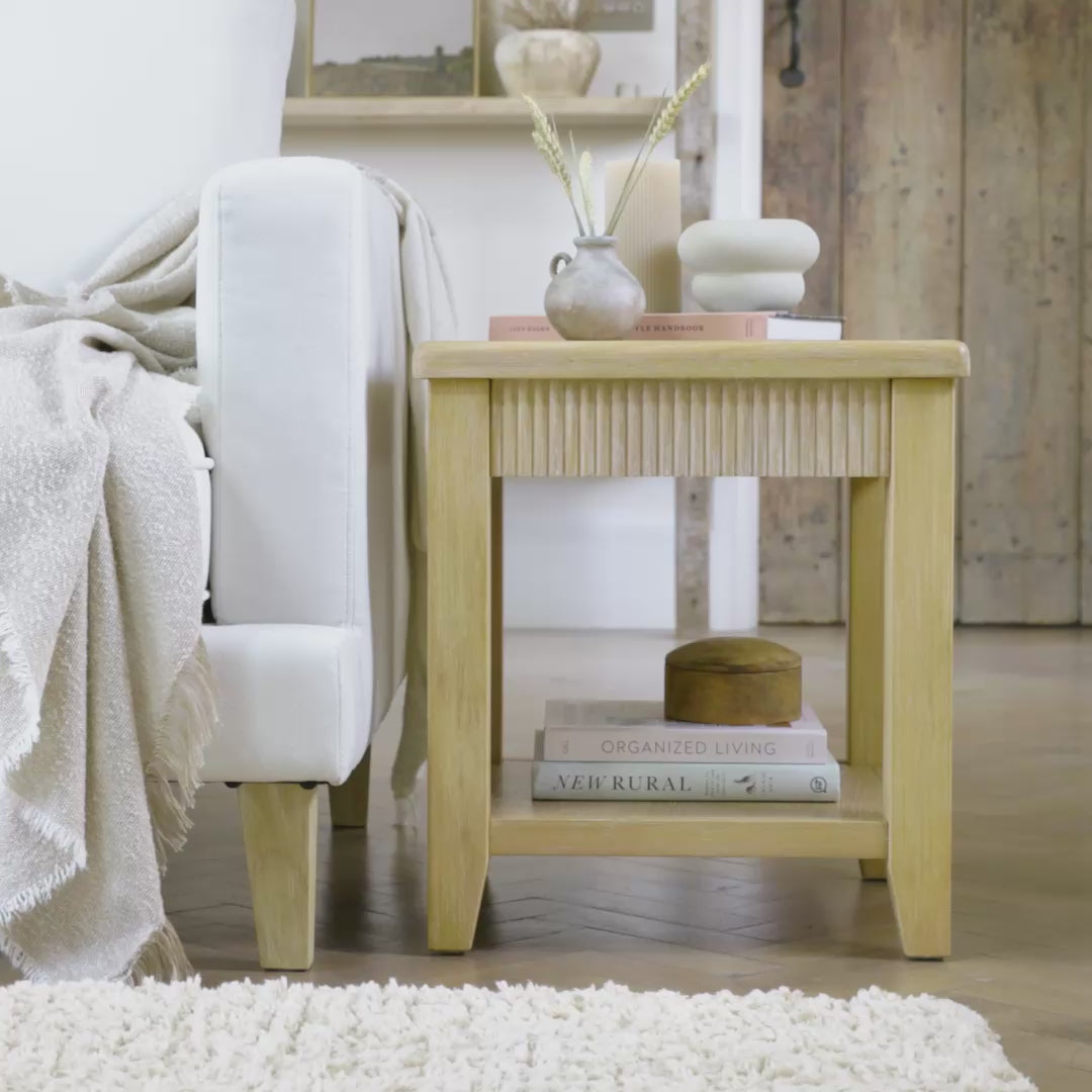 Raleigh 45cm Side Table - Whitewash - Laura James 