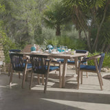 Shiro Navy Rope Wooden Garden Chairs - Set of 2 - Laura James