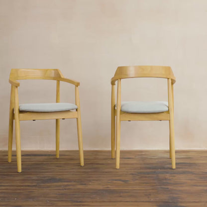 Carter Fawn Linen Dining Armchairs - Set of 2 - Pale Oak Legs - Laura James 