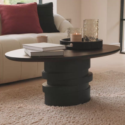 Adam 100cm Oval Jet Black Mango Wood Coffee Table - Laura James 