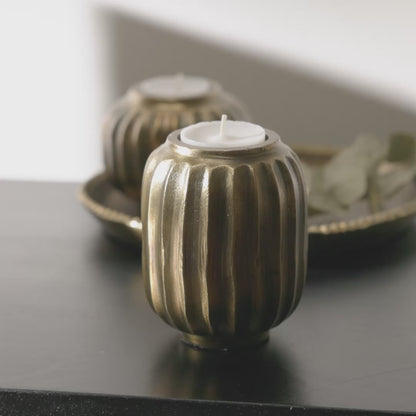 Elcombe Metal Tea Light Holder - Bronze - Laura James 