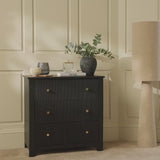 Jade 3 Drawer Chest of Drawers - Jet Black - Laura James