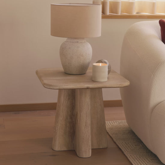 Bastian 50cm Square Side Table - Limewash - Laura James 