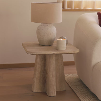 Bastian 50cm Square Side Table - Limewash - Laura James 