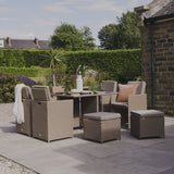 8 Seater-Rattan_Cube_Outdoor_Dining_Set_Brown_Weave_Polywood_Top- Laura James