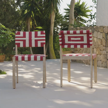 Saffron Brushed Light Acacia Garden Chair - Set of 2 - Beige/Paprika - Laura James