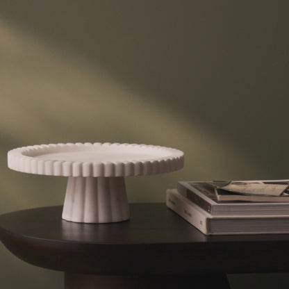 Tiree 25cm Round Cake Stand - White Marble - Laura James 