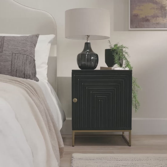 Rayna Black 1 Door Right Bedside Table - Laura James 