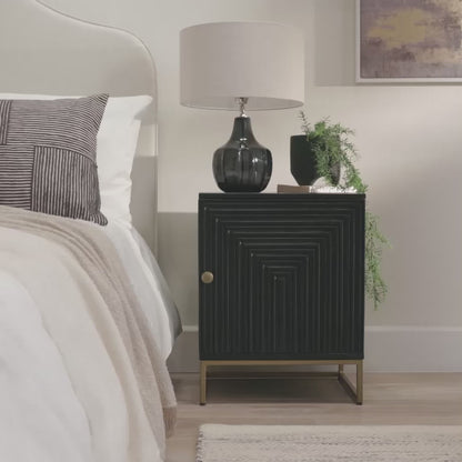 Rayna Black 1 Door Right Bedside Table - Laura James 