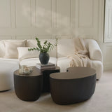 Sohan 84cm Kidney Concrete Coffee Table - Set of 2 - Lava Black - Laura James