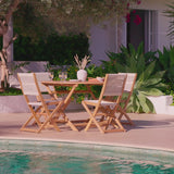 Ashby 4 Seater White Acacia Garden Dining Set with Cove Beige Rope Chairs - 130cm - Laura James