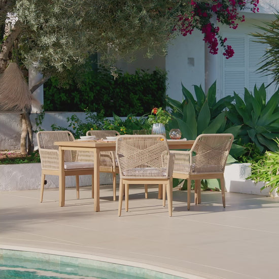 Harlyn 4 Seater Wooden Garden Dining Set with Killian Chairs - 160cm - Laura James