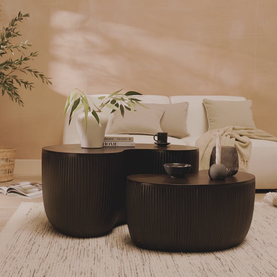 Sohan 61cm Kidney Coffee Table - Lava Black - Laura James