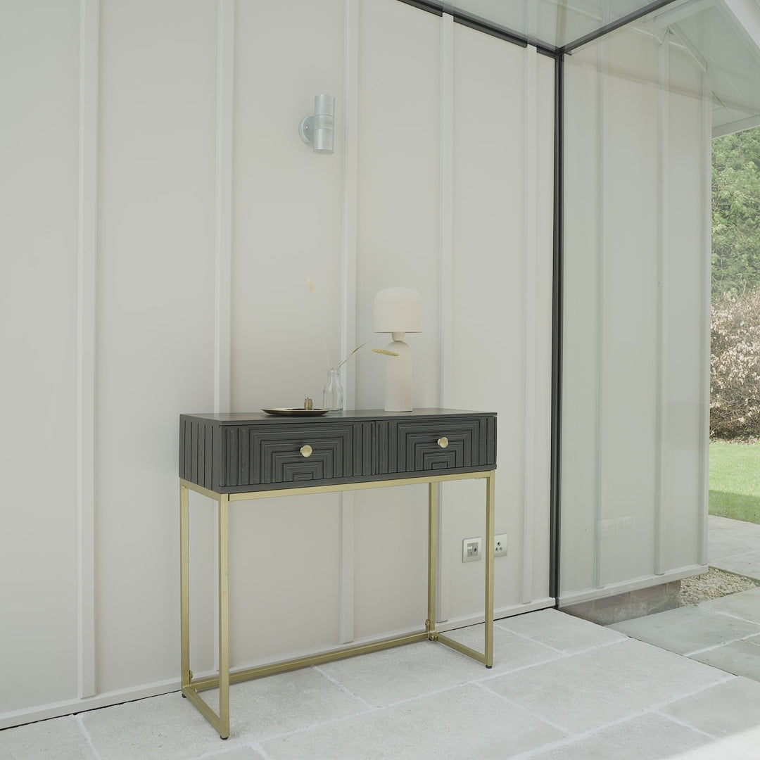 Rayna 2 Drawer Console Table - Jet Black - Laura James
