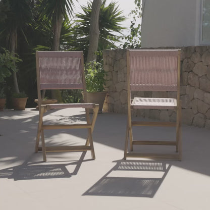 Cove White Acacia Garden Chair - Set of 2 - Mottled Pink Rope - Laura James