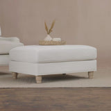 Brea Oyster White Footstool - Whitewash Oak Legs - Laura James 