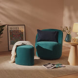 Sawyer 68cm Swivel Armchair & Alder 45cm Footstool - Deep Teal - Laura James