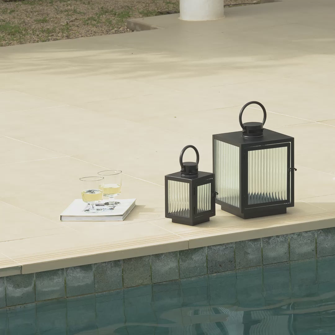 Revesby 30cm Lantern - Black Metal - Laura James