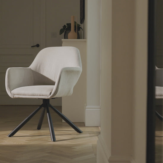 Parker Office Chair - Natural Beige - Black Metal Legs - Laura James 