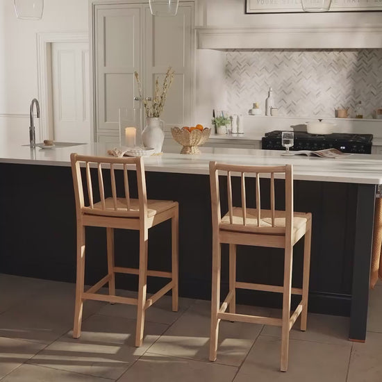 Tilly Bar Stool - Whitewash Oak & Paper Cord - Laura James