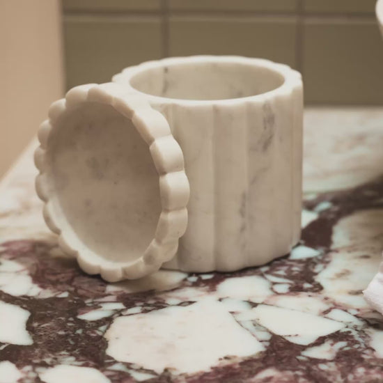 Tiree 10cm Lidded Pot - White Marble - Laura James 