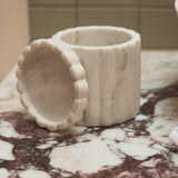 Tiree 10cm Lidded Pot - White Marble - Laura James 