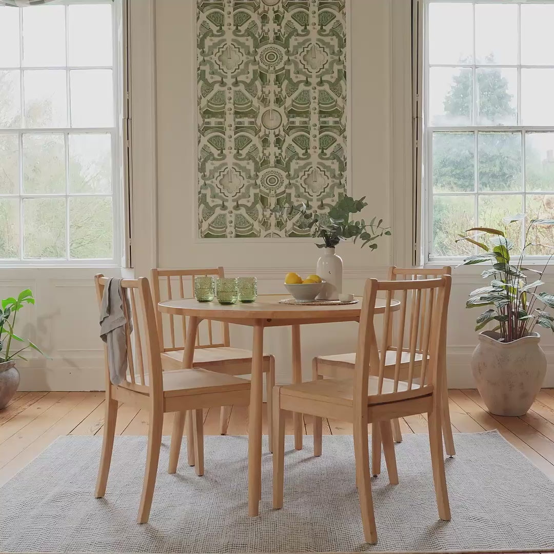 Tilly 100cm Round Dining Table - 4 Seater - Tilly Dining Chairs - Whitewash Oak -Laura James
