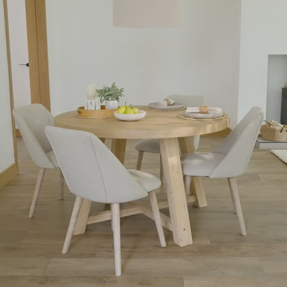 Charlotte Whitewash Round Dining Table